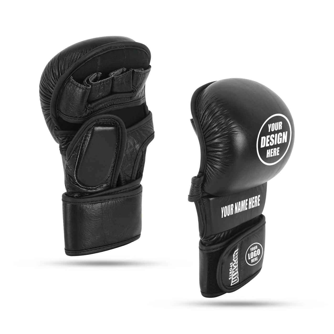 Custom Black MMA Training Gloves