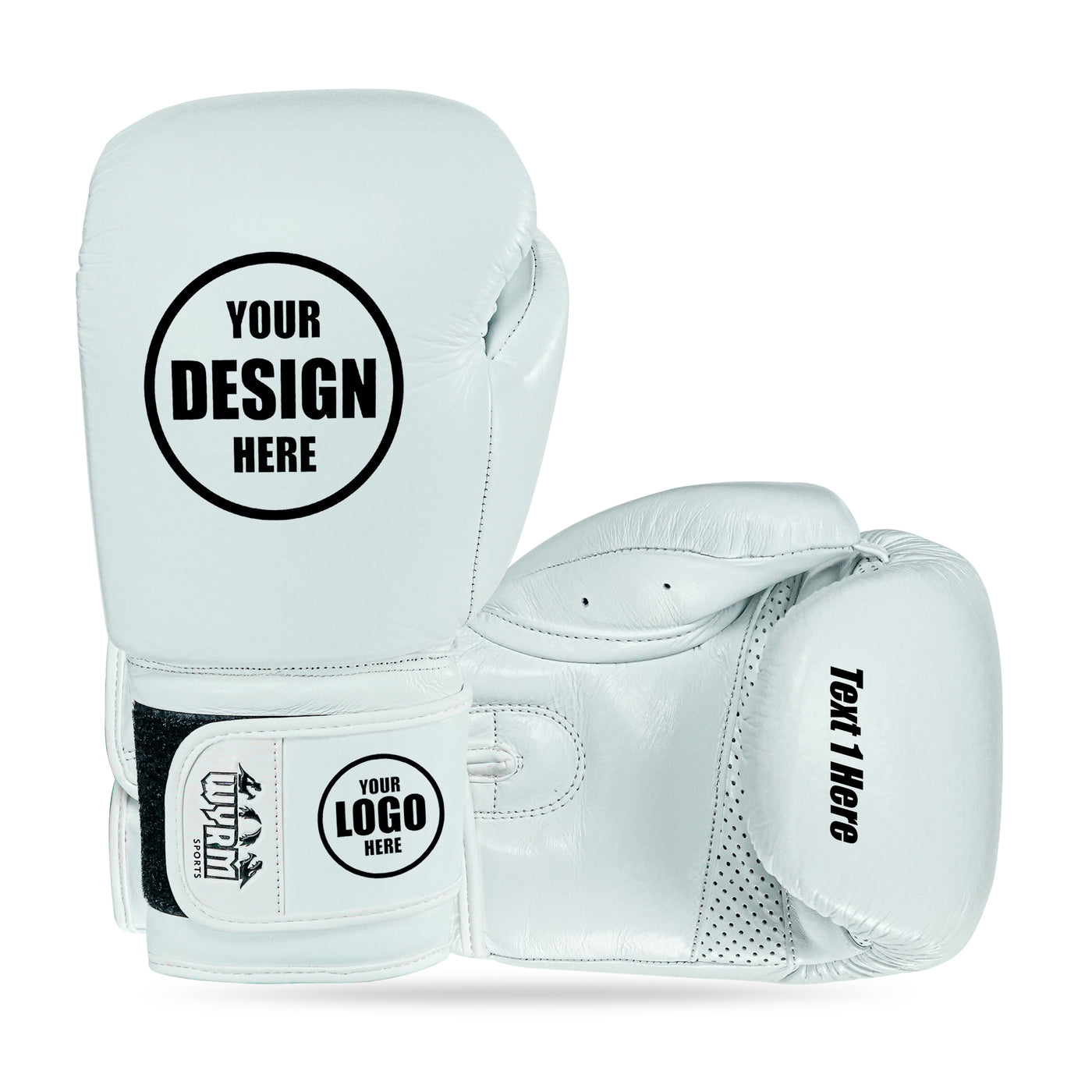 Custom White Genuine Leather Boxing Training Gloves C26
