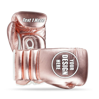 WYRM Deluxe Rose Gold Customized Pro Boxing Genuine Leather Gloves