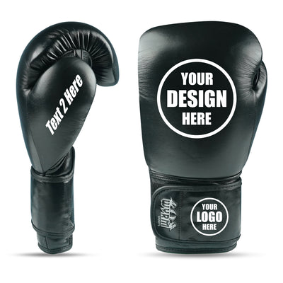 Custom Black Genuine Leather Boxing Training Gloves C26