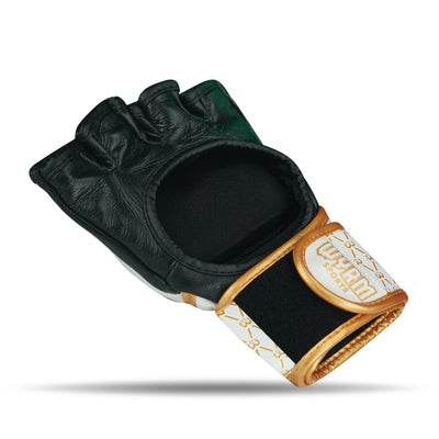 Pro Black/White MMA Fight Genuine Leather Gloves