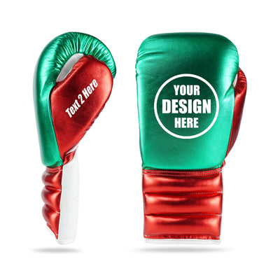 WYRM Deluxe Red/Green Customized Pro Boxing Genuine Leather Gloves