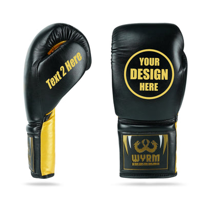 WYRM Black/Gold Customized Pro Boxing Genuine Leather Gloves