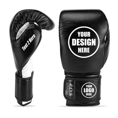 Custom Black Genuine Leather Boxing Gloves C19