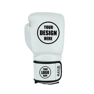 Custom White PU Leather Boxing Training Gloves C14