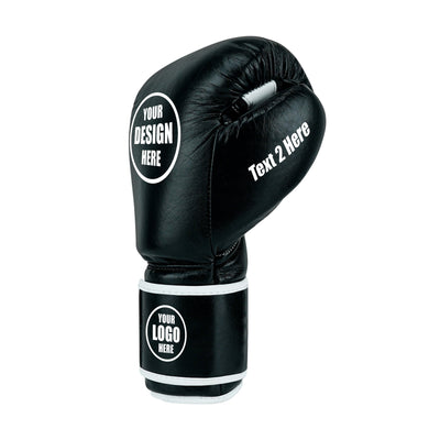 Custom Black Genuine Leather Boxing Training Gloves C22