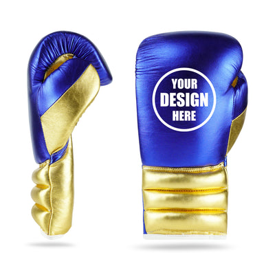 WYRM Deluxe Blue/Gold Customized Pro Boxing Genuine Leather Gloves