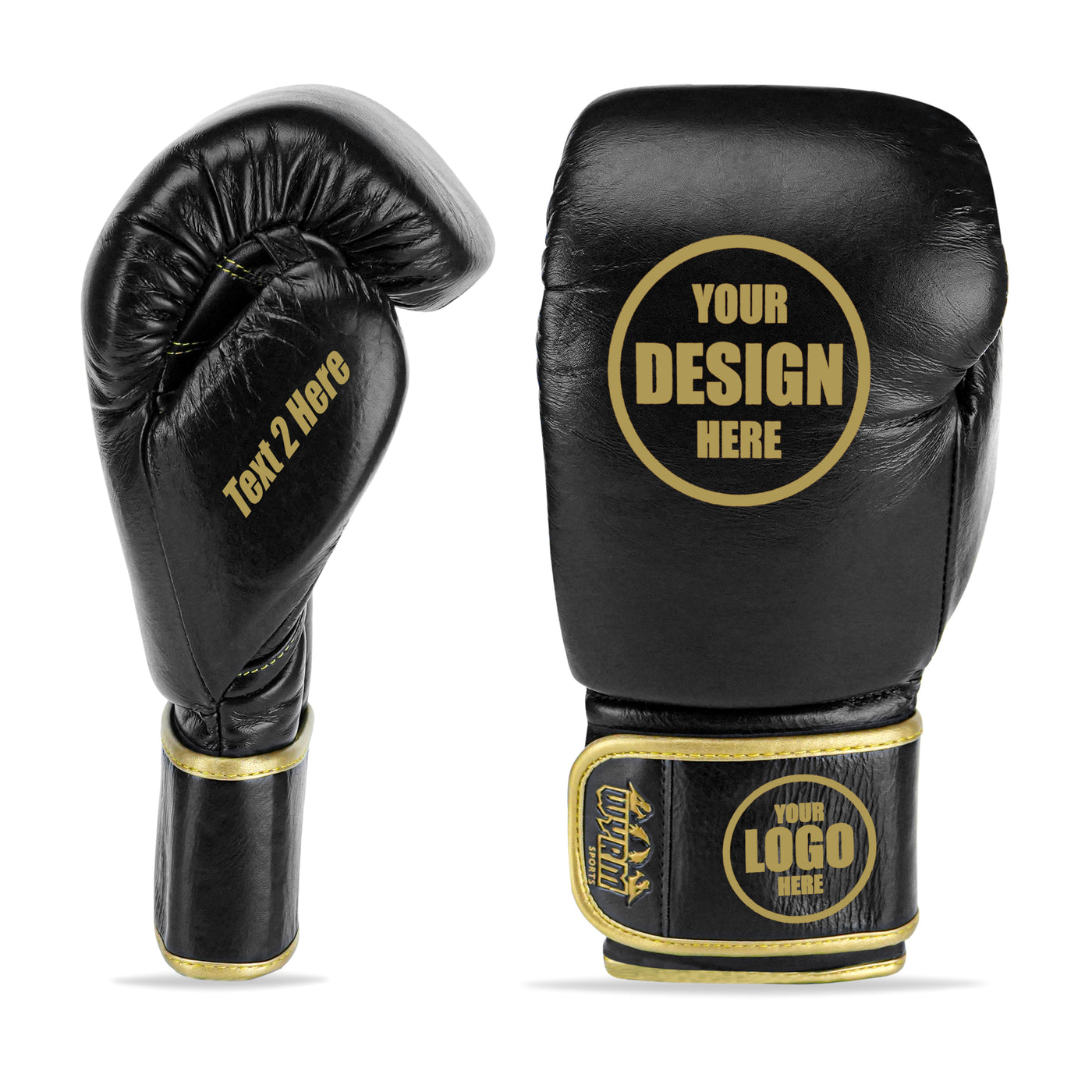 Custom Black Genuine Leather Boxing Training Gloves C39