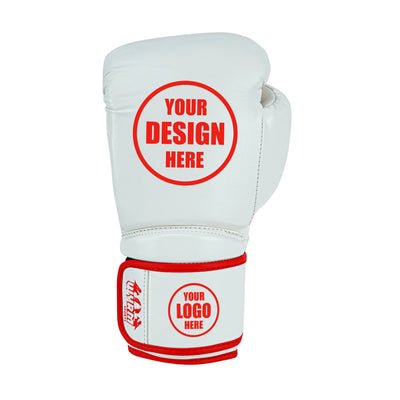 Custom White PU Leather Boxing Training Gloves C16