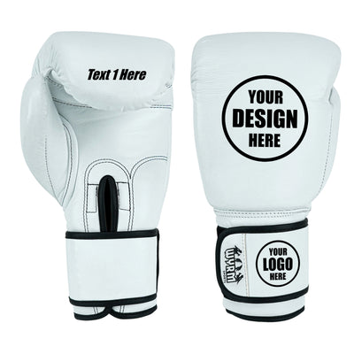 Custom White Genuine Leather Boxing Training Gloves C35