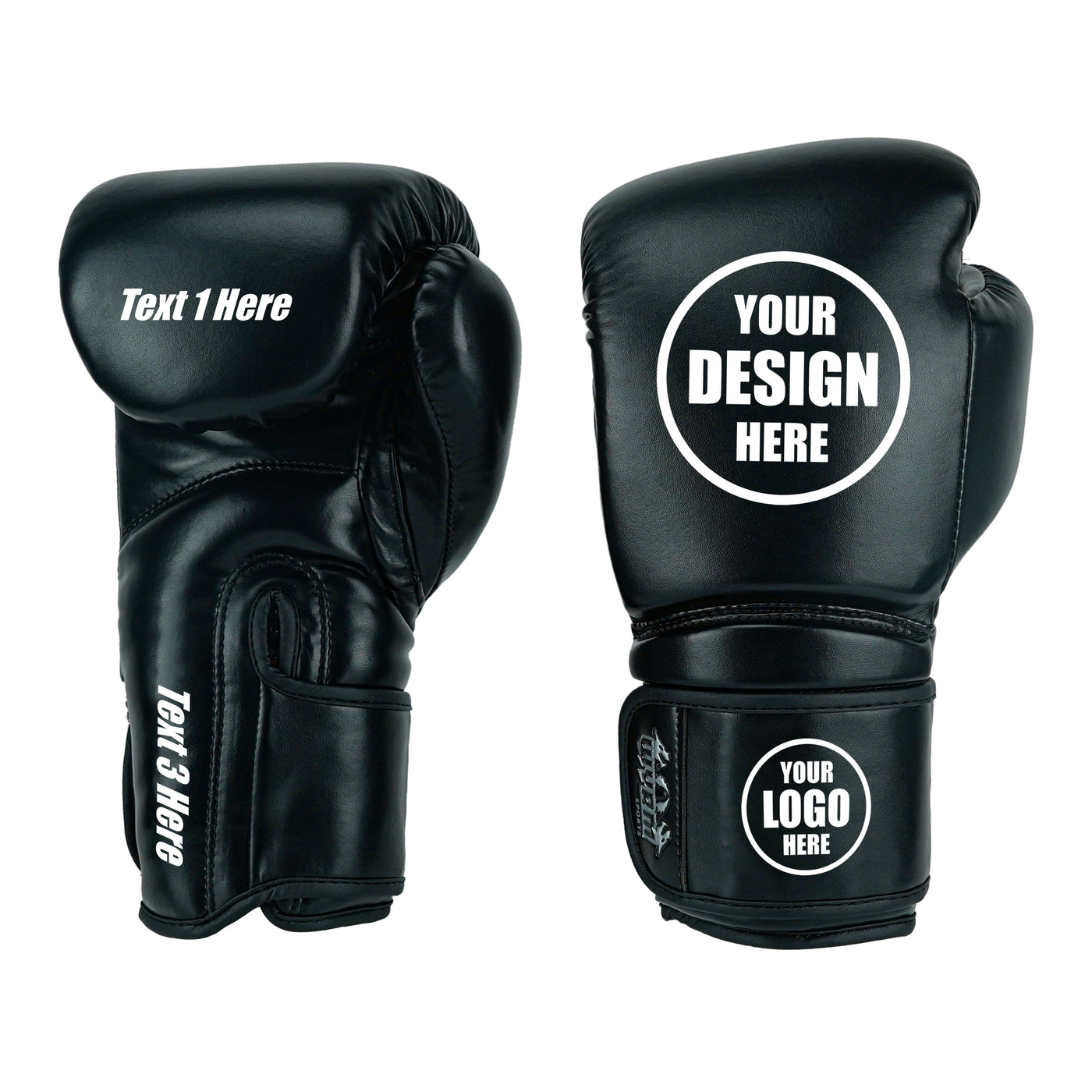 Custom Black PU Leather Boxing Training Gloves  C11