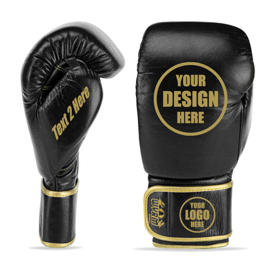 Custom Black Genuine Leather Boxing Training Gloves C39