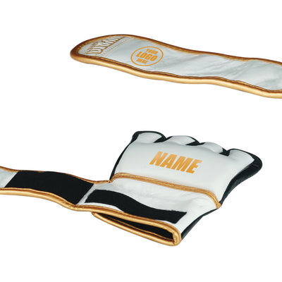 CUSTOM PRO BLACK/WHITE MMA FIGHT GENUINE LEATHER GLOVES