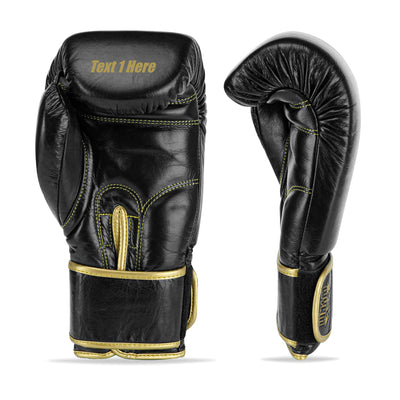 Custom Black Genuine Leather Boxing Training Gloves C39