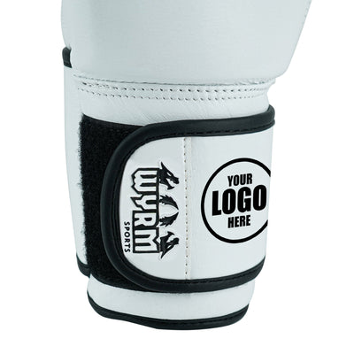 Custom White Genuine Leather Boxing Training Gloves C35