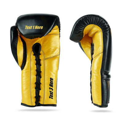 WYRM Black/Gold Customized Pro Boxing Genuine Leather Gloves