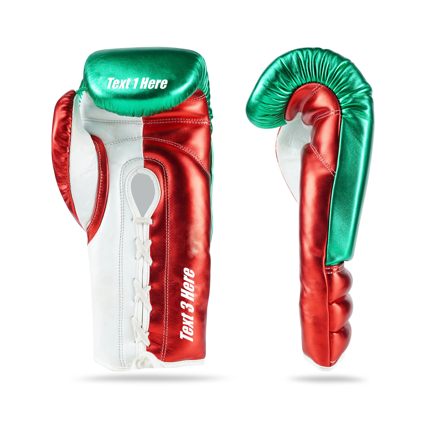 WYRM Deluxe Red/Green Customized Pro Boxing Genuine Leather Gloves