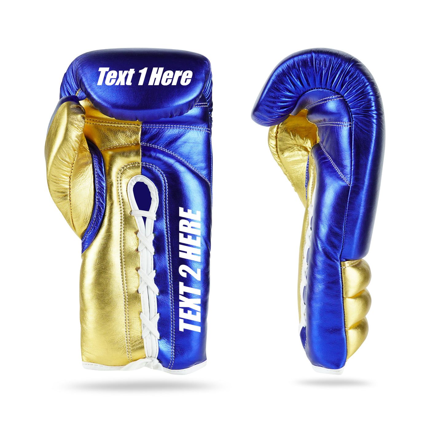 WYRM Deluxe Blue/Gold Customized Pro Boxing Genuine Leather Gloves