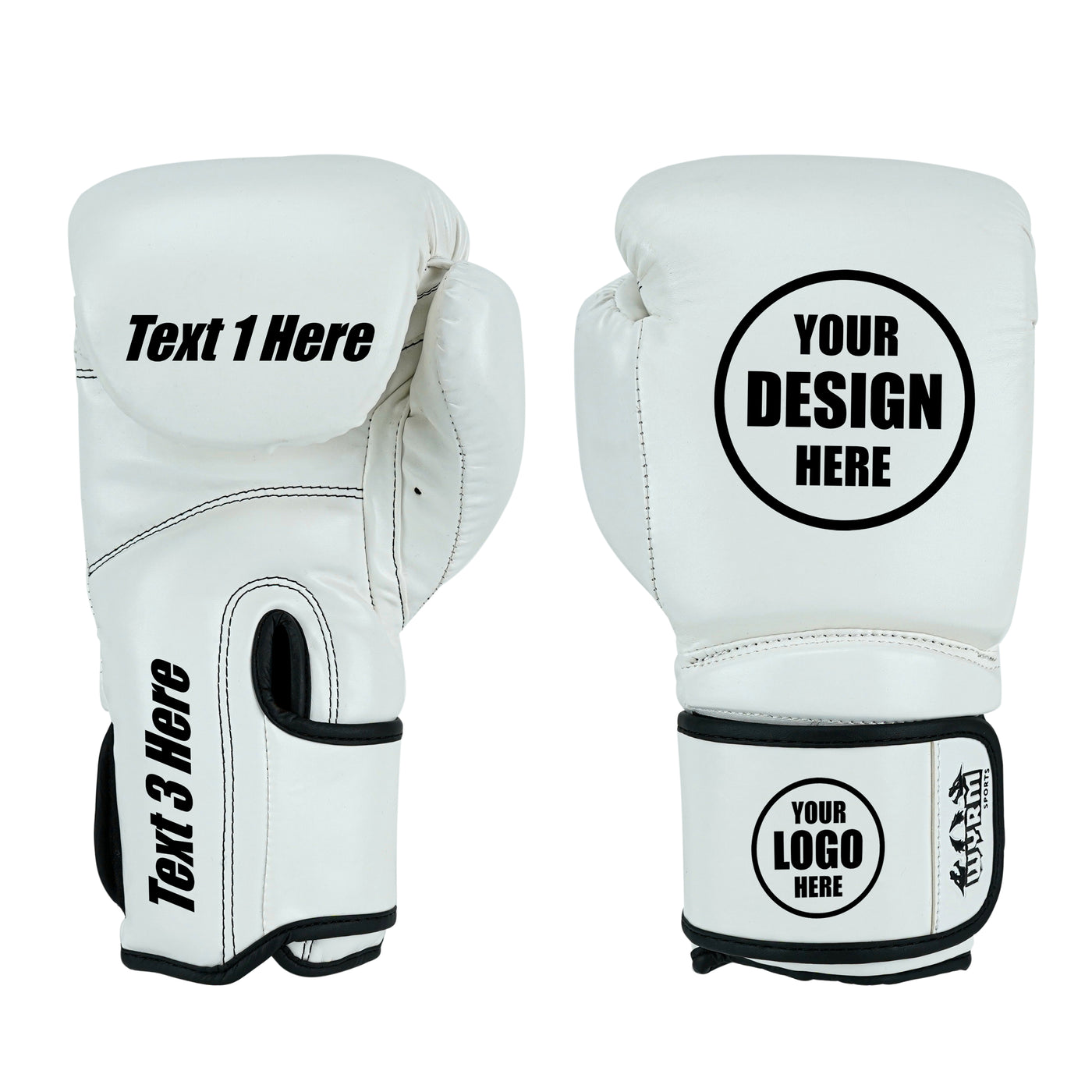Custom White PU Leather Boxing Training Gloves C14