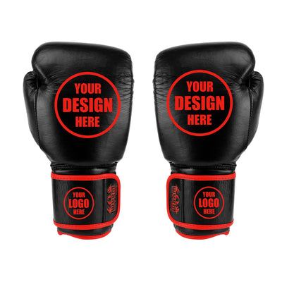 Custom Black Genuine Leather Boxing Training Gloves  C32