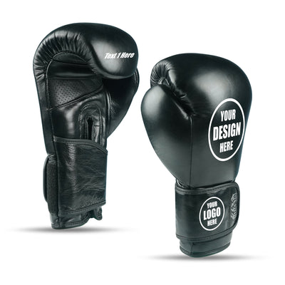 Custom Black Genuine Leather Boxing Training Gloves C26