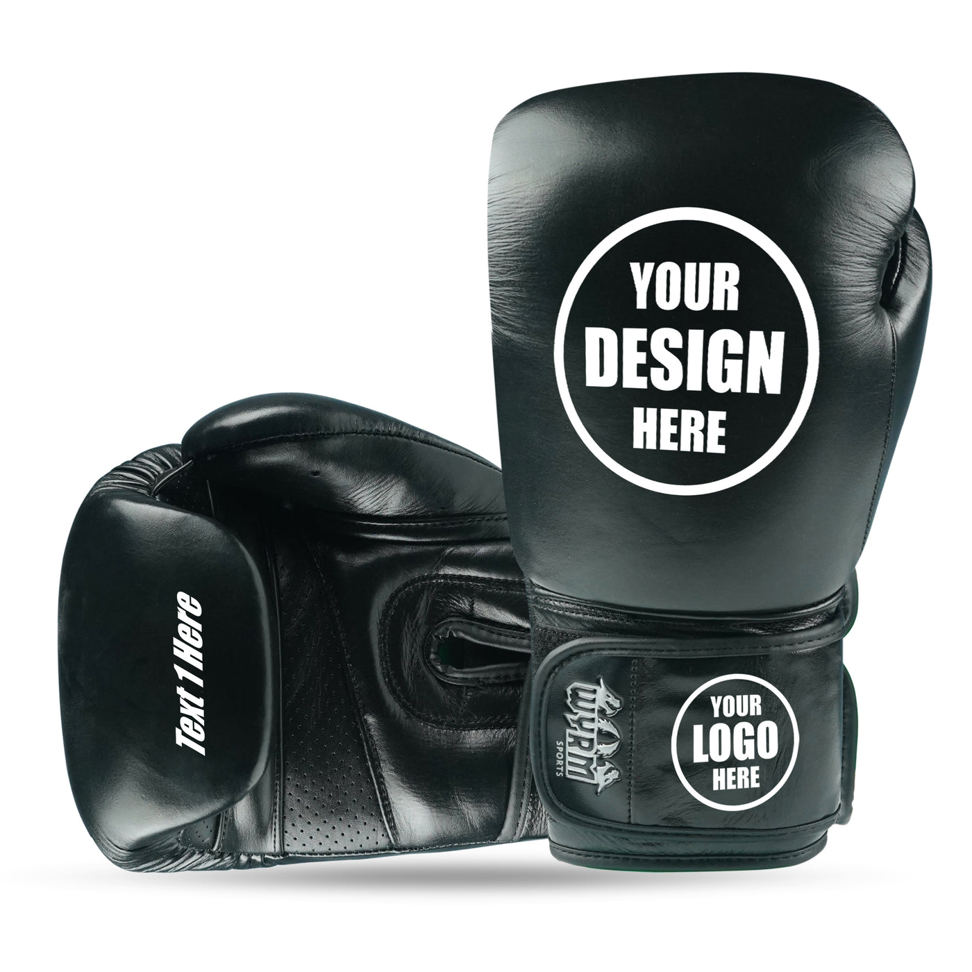 Custom Black Genuine Leather Boxing Training Gloves C26