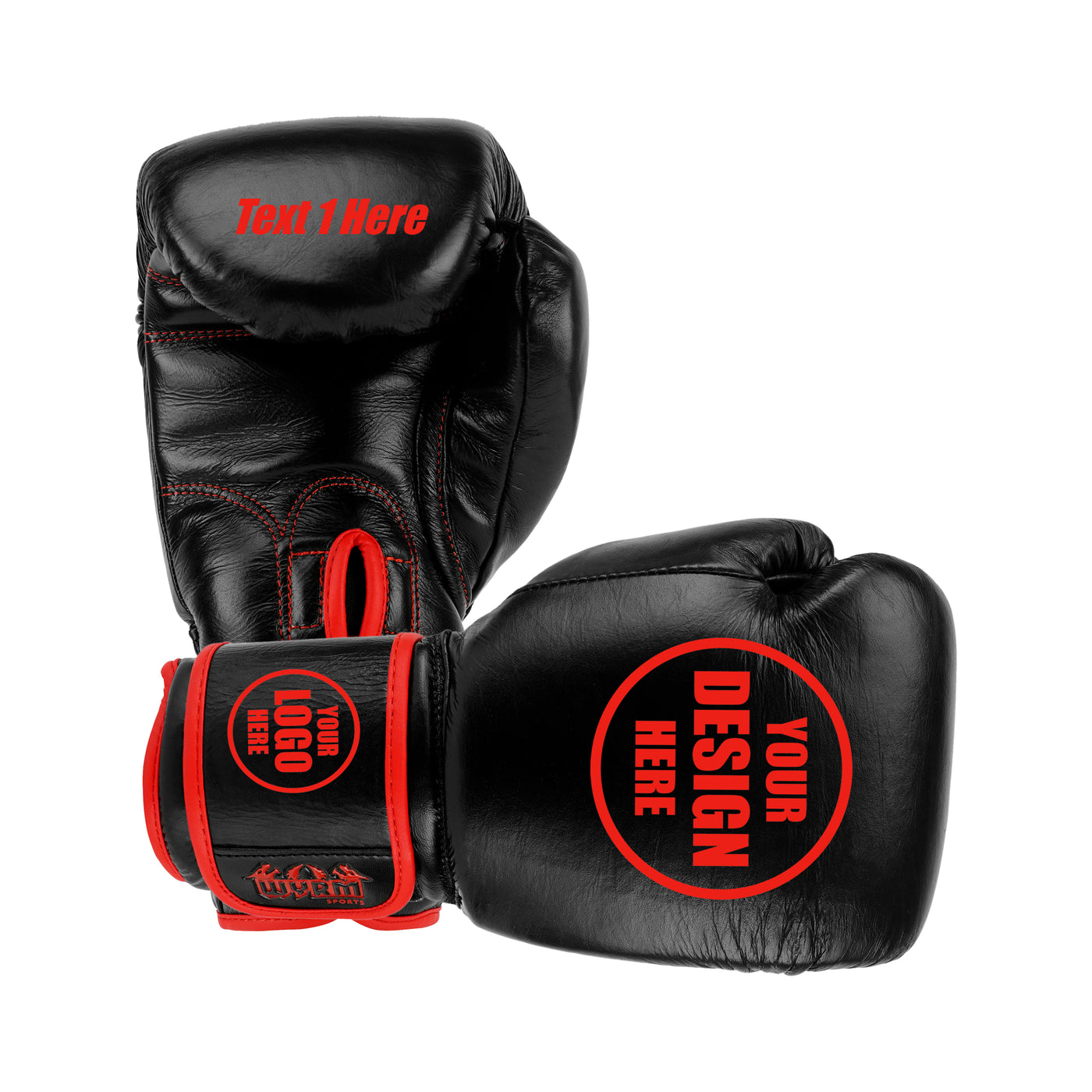 Custom Black Genuine Leather Boxing Training Gloves  C32
