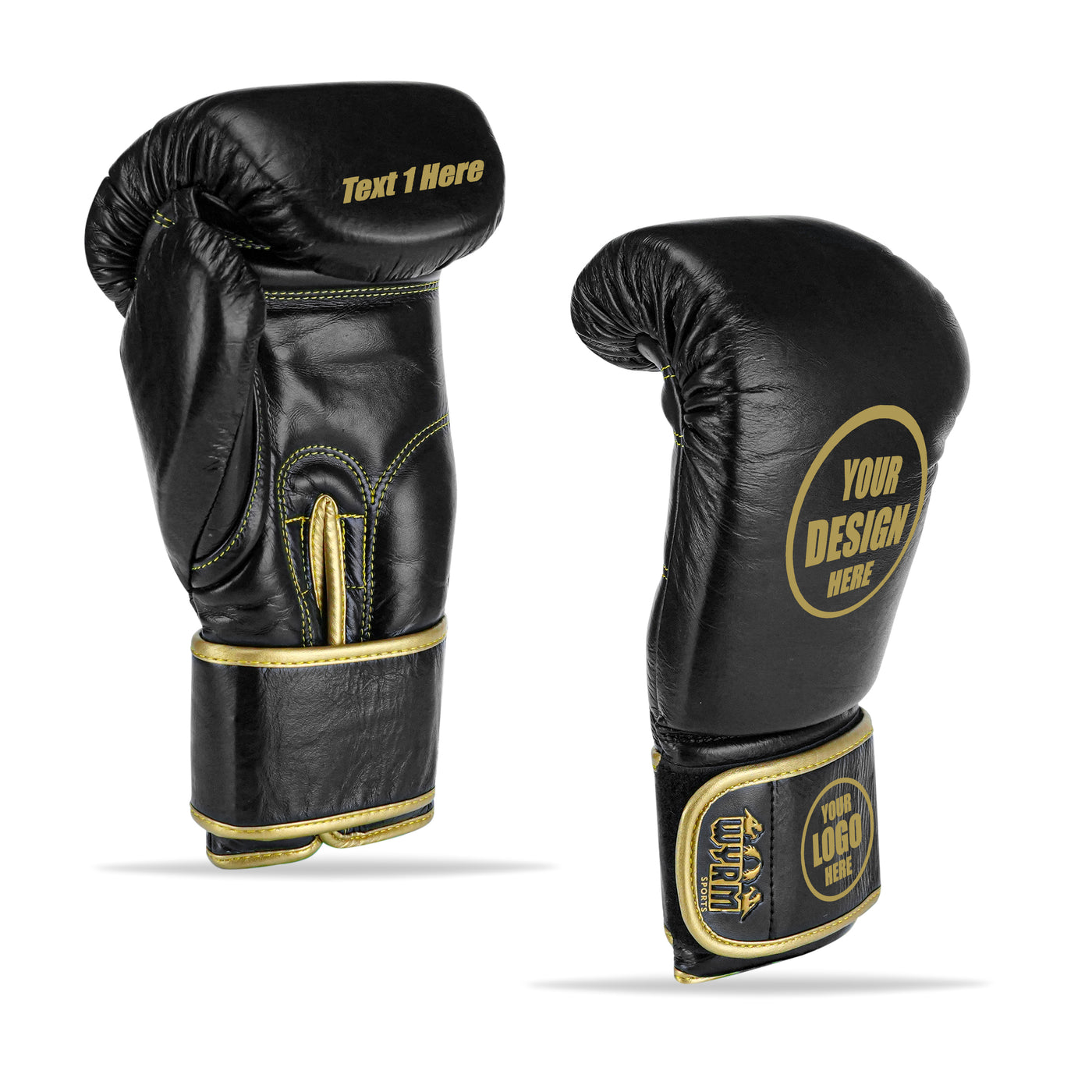 Custom Black Genuine Leather Boxing Training Gloves C39