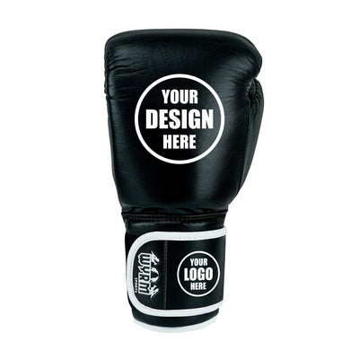 Custom Black Genuine Leather Boxing Training Gloves C22