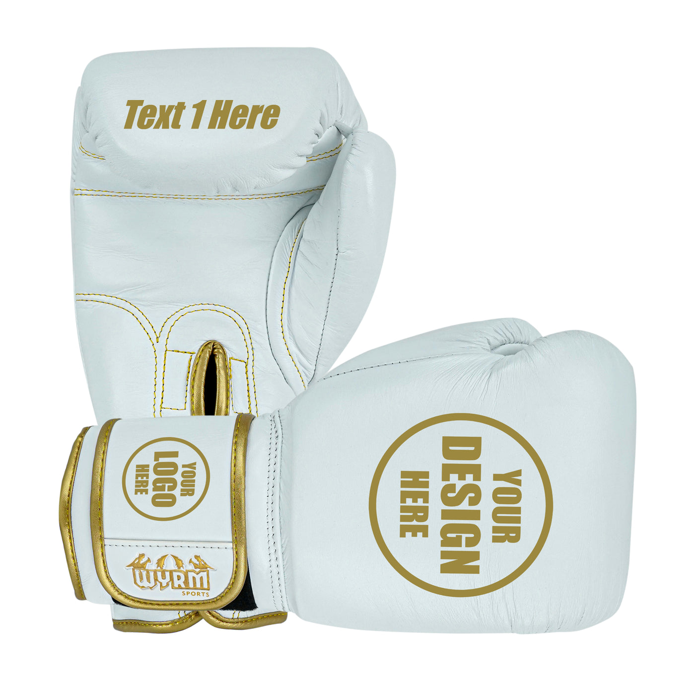 Custom White Genuine Leather Boxing Training Gloves C36