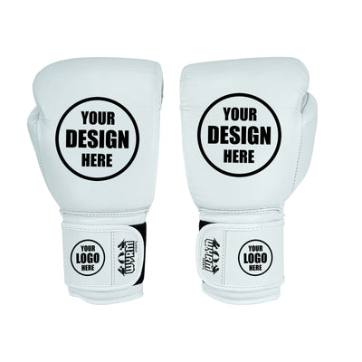 Custom White Genuine Leather Boxing Training Gloves C38