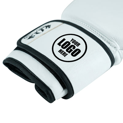 Custom White Genuine Leather Boxing Training Gloves C35