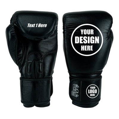 Custom Black Genuine Leather Boxing Training Gloves  C31