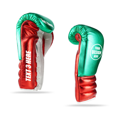 WYRM Deluxe Red/Green Customized Pro Boxing Genuine Leather Gloves