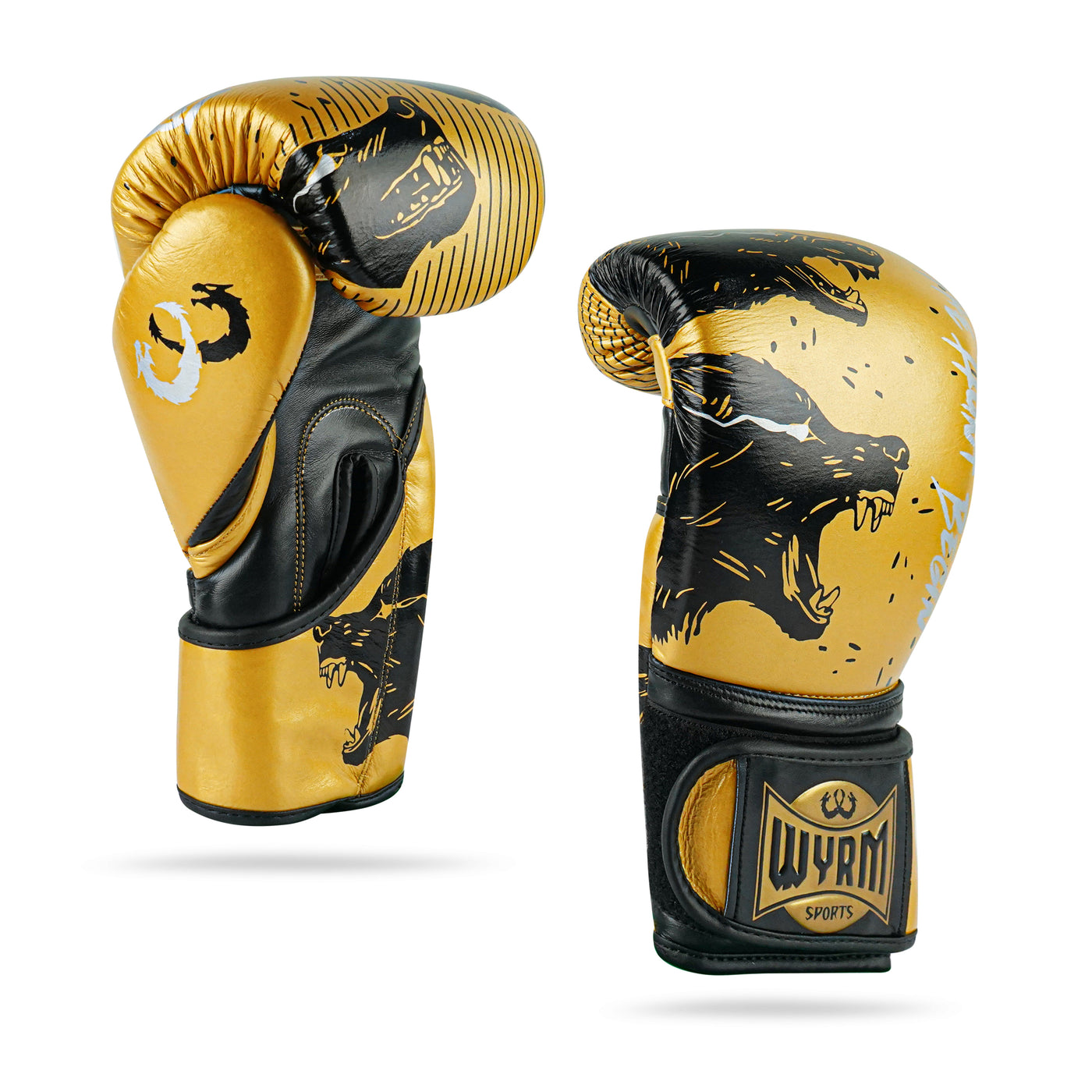 Wolf Golden/Black Genuine Leather Boxing Gloves