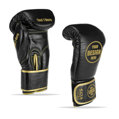 Custom Black Genuine Leather Boxing Training Gloves C39
