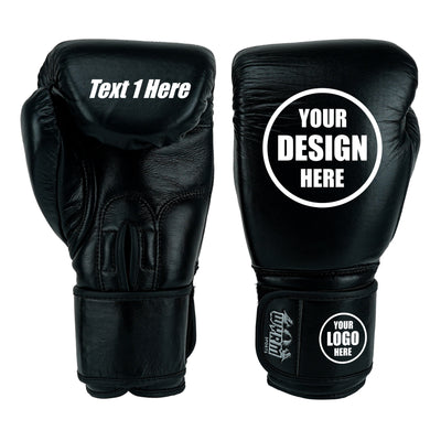 Custom Black Genuine Leather Boxing Training Gloves  C31