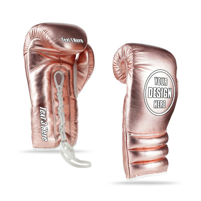 WYRM Deluxe Rose Gold Customized Pro Boxing Genuine Leather Gloves
