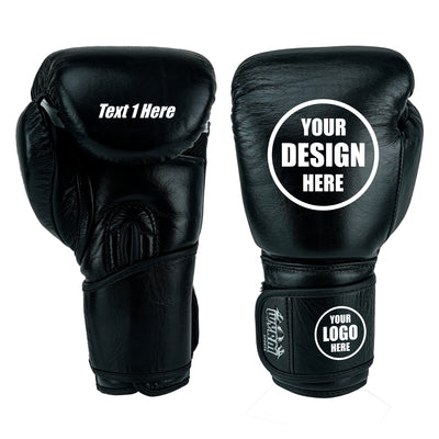 Custom Black Genuine Leather Boxing Training Gloves  C21