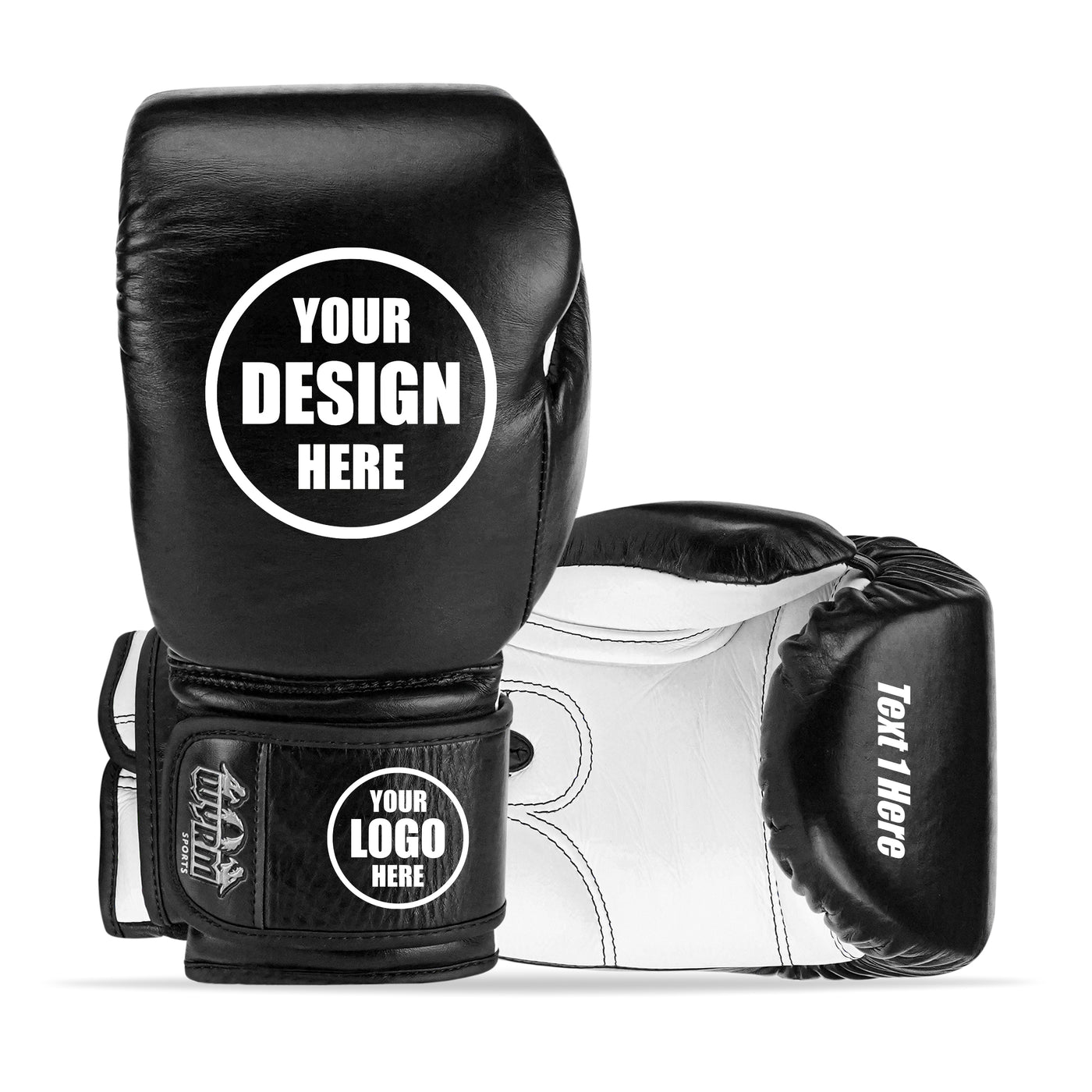 Custom Black Genuine Leather Boxing Gloves C19