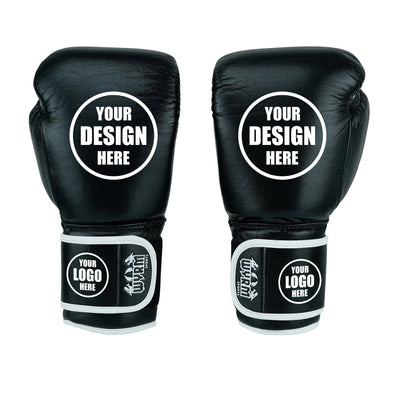 Custom Black Genuine Leather Boxing Training Gloves C22