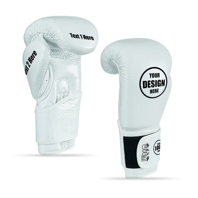 Custom White Genuine Leather Boxing Training Gloves C26