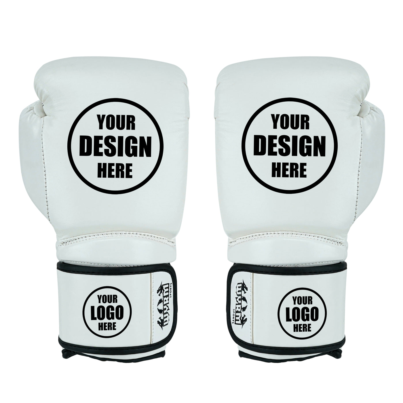 Custom White PU Leather Boxing Training Gloves C14