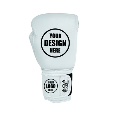 Custom White Genuine Leather Boxing Training Gloves C38