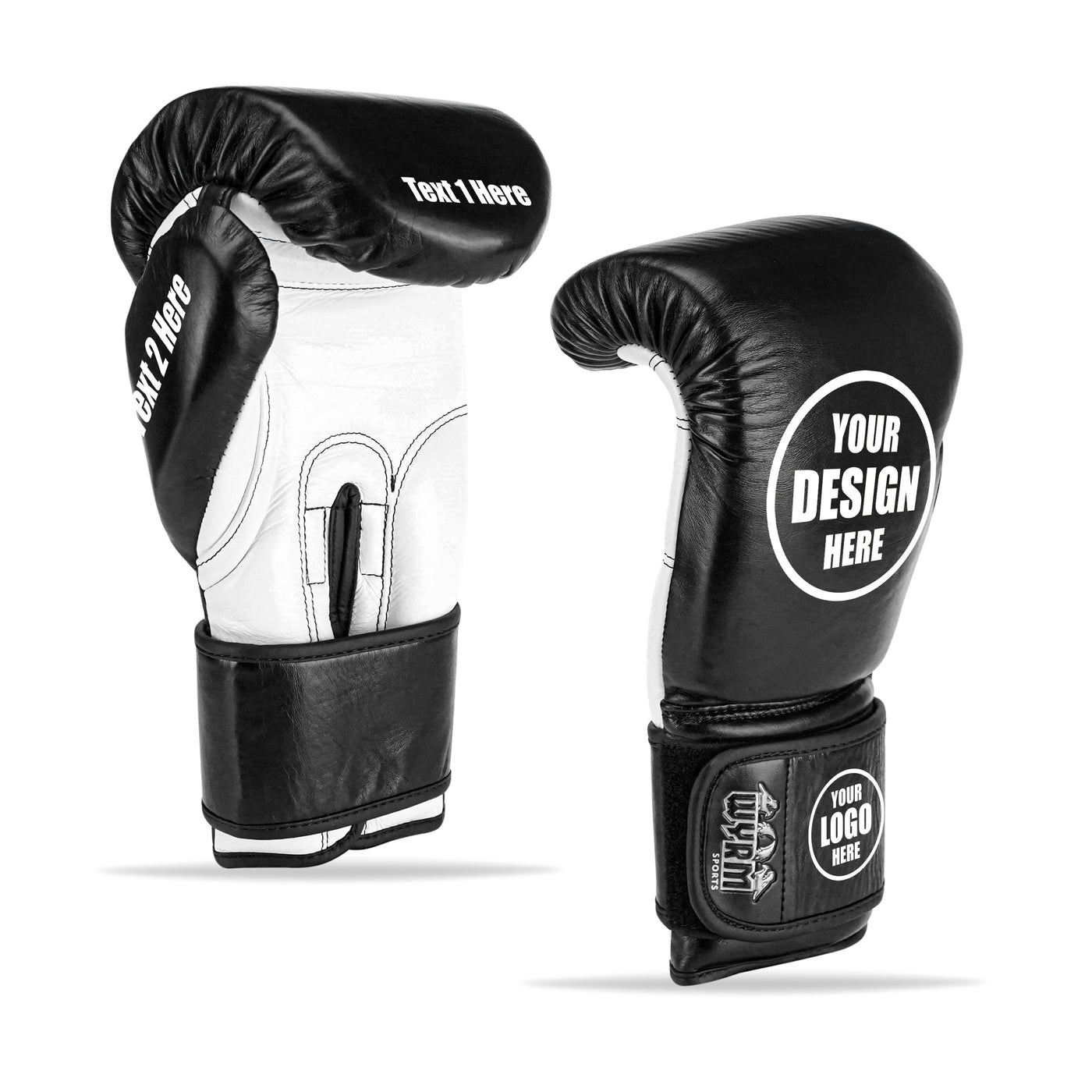 Custom Black Genuine Leather Boxing Gloves C19