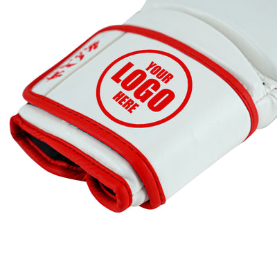 Custom White PU Leather Boxing Training Gloves C16
