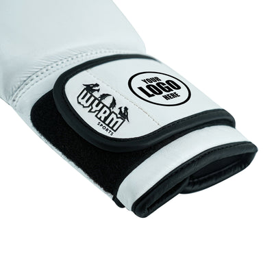 Custom White Genuine Leather Boxing Training Gloves C35