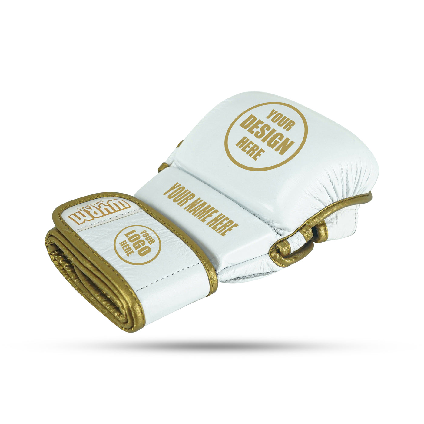 Custom White/Gold MMA Training Gloves