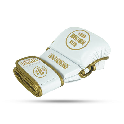 Custom White/Gold MMA Training Gloves