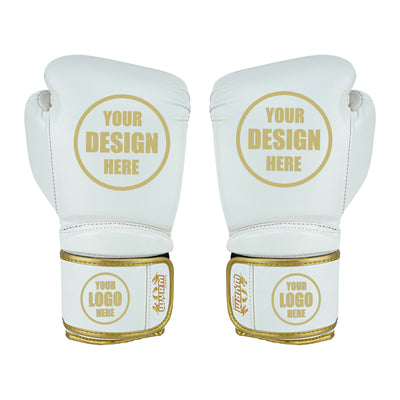 Custom White PU Leather Boxing Training Gloves C15